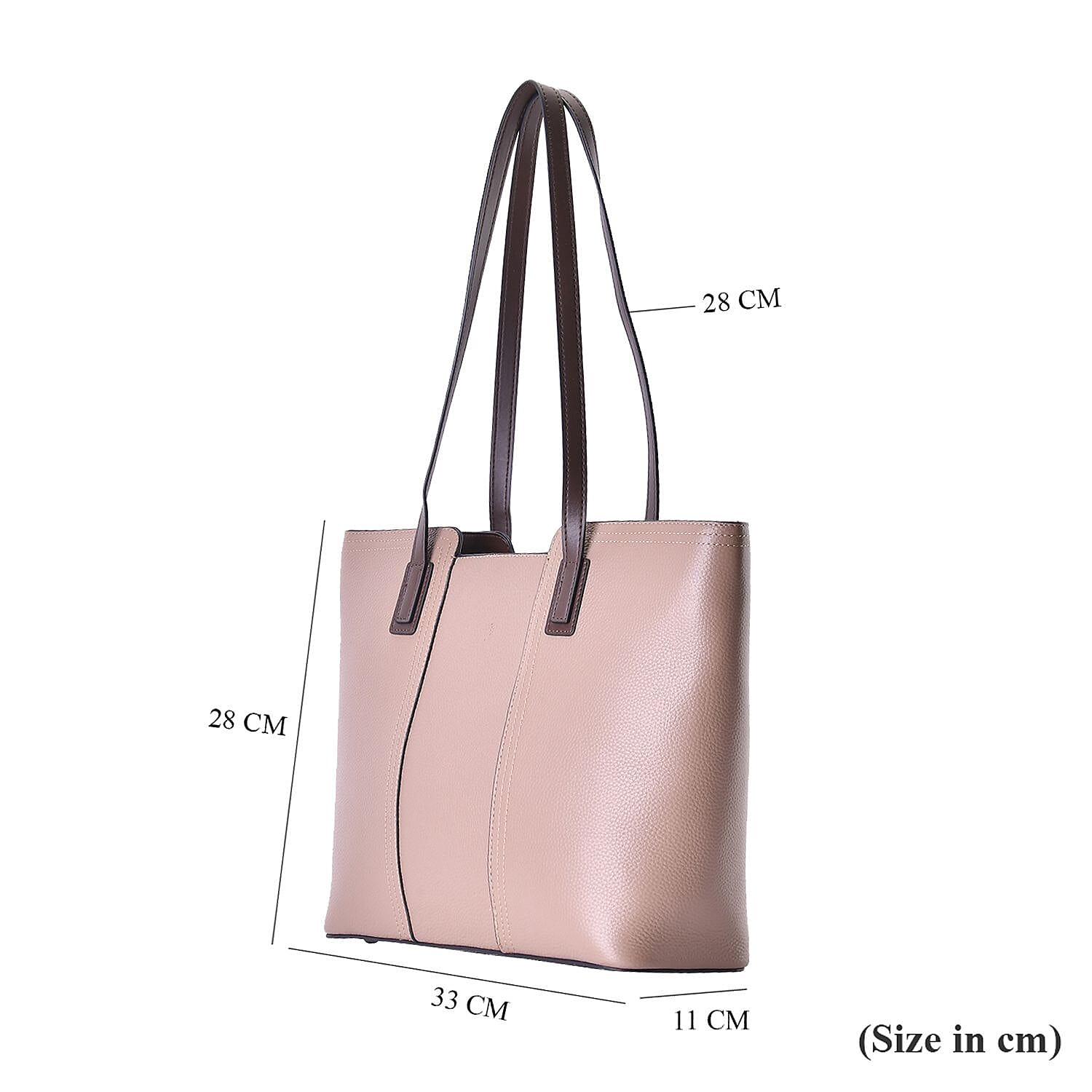 Hong Kong Closeout - 100% Genuine Leather Solid Tote Bag - Beige