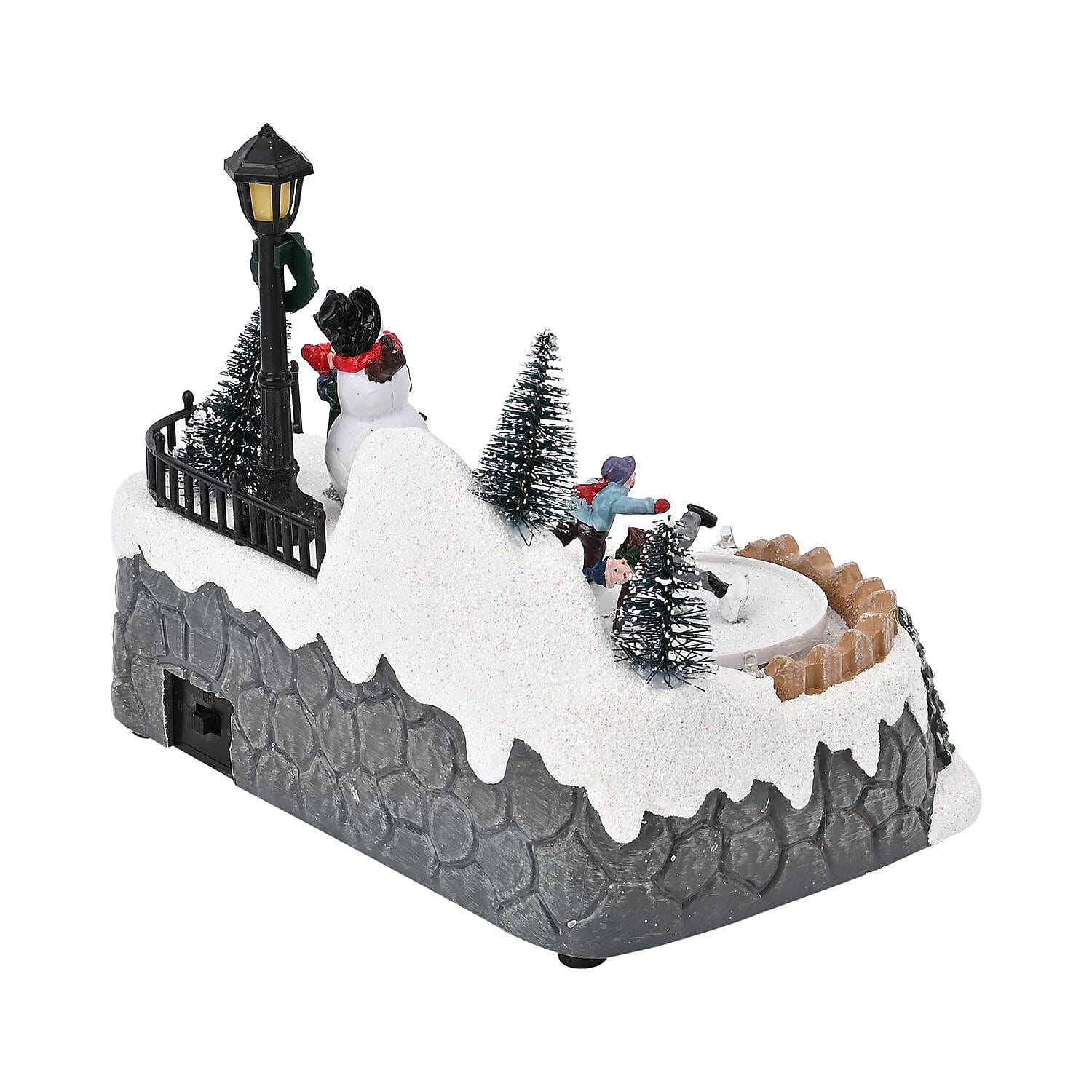 Musical Light up Christmas Village Scene with Rotating Skaters and Snowman Musical Light up Christmas Village Scene with Rotating Skaters and Snowman