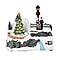 Musical Light up Christmas Village Scene with Rotating Skaters and Snowman