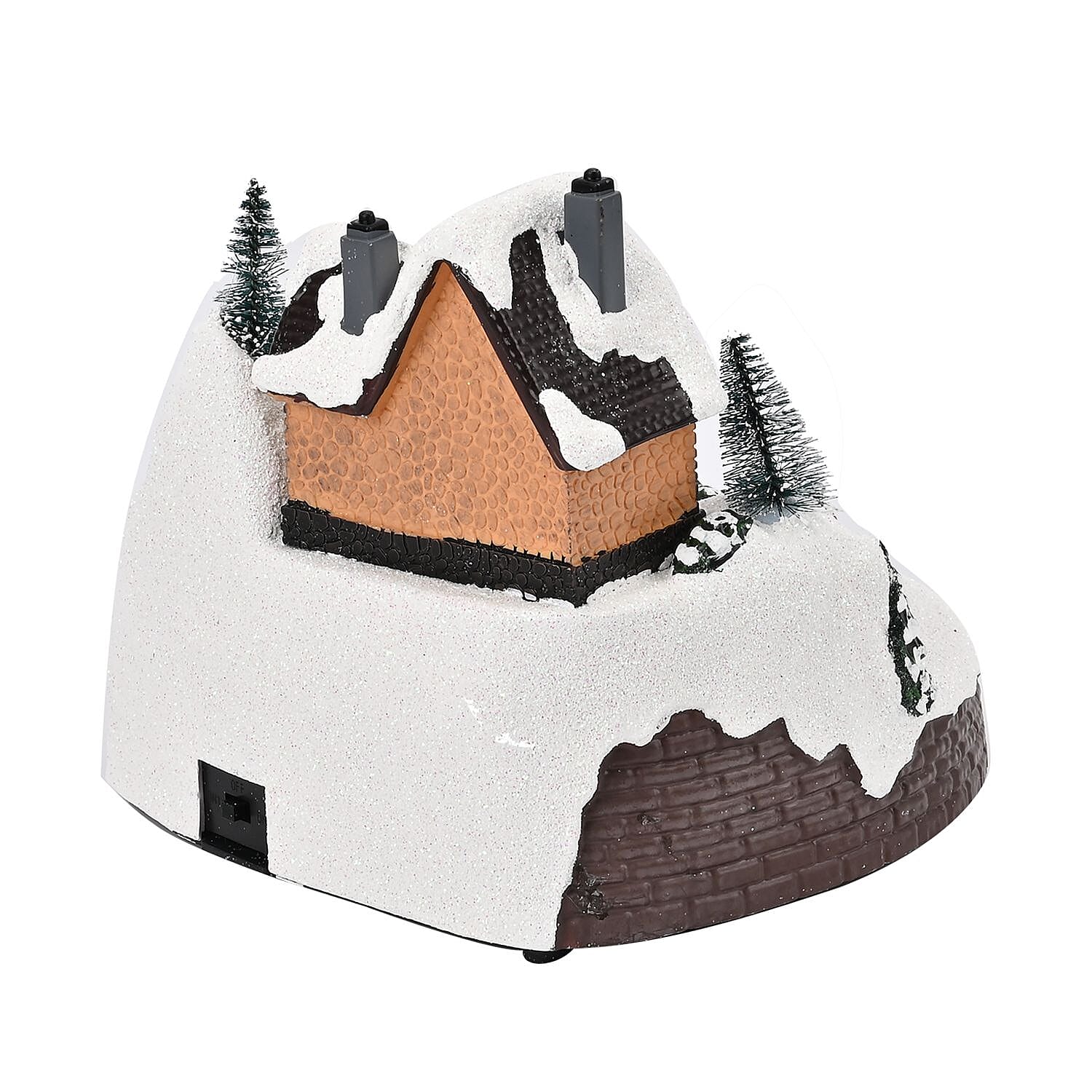 Christmas Village House & Moving Train Theme with LED Lighting & Music (3xAA Batteries,Not Included) - Size 20x20x16cm