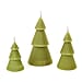 Set of 3 Flameless Electronic Tree Shaped Coloured LED Candles - Green