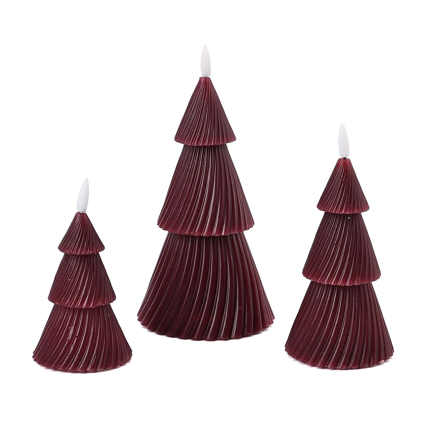 3 Flameless WAX Candle Trees - Coloured LED - Red 13.5cm (2 AAA Batteries)