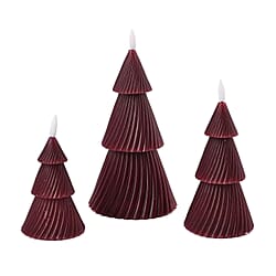 3 Flameless WAX Candle Trees - Coloured LED - Green 13.5cm (2 AAA Batteries)