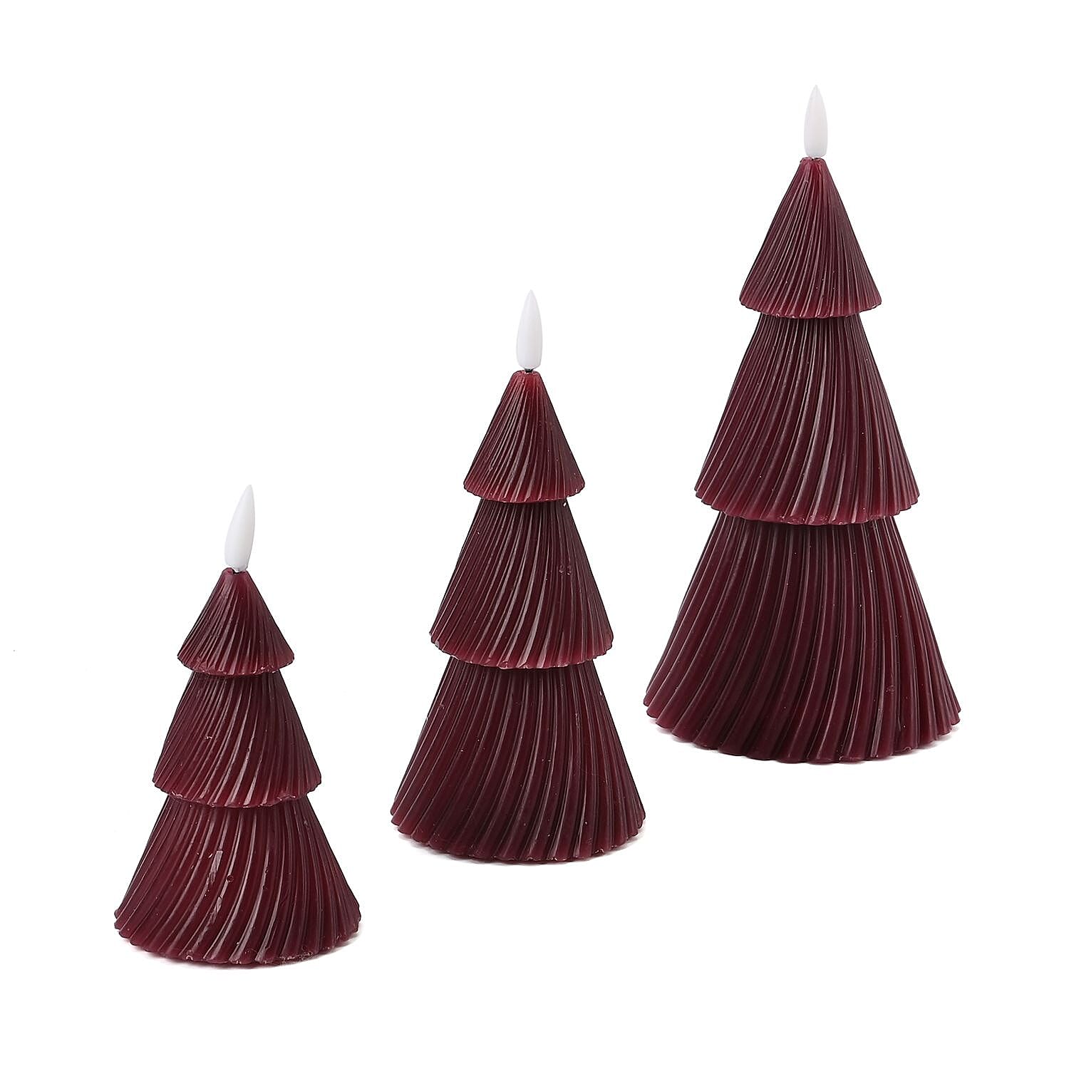 3 Flameless WAX Candle Trees - Coloured LED - Red 13.5cm (2 AAA Batteries)