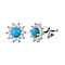 Ethiopian Welo Opal and Natural Zircon Stud Floral Earrings in Sterling Silver