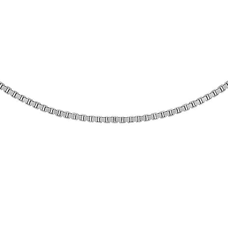 18K White Gold Venetian Box Chain With Spring Ring Clasp (Adjustable Size - 18-20)