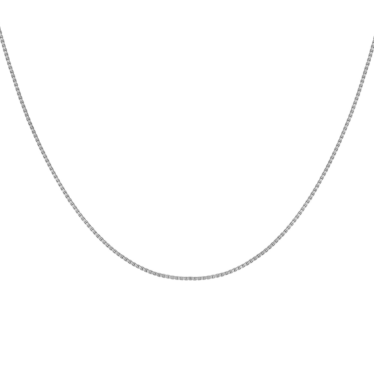 18K White Gold Venetian Box Chain With Spring Ring Clasp (Adjustable Size - 18-20)
