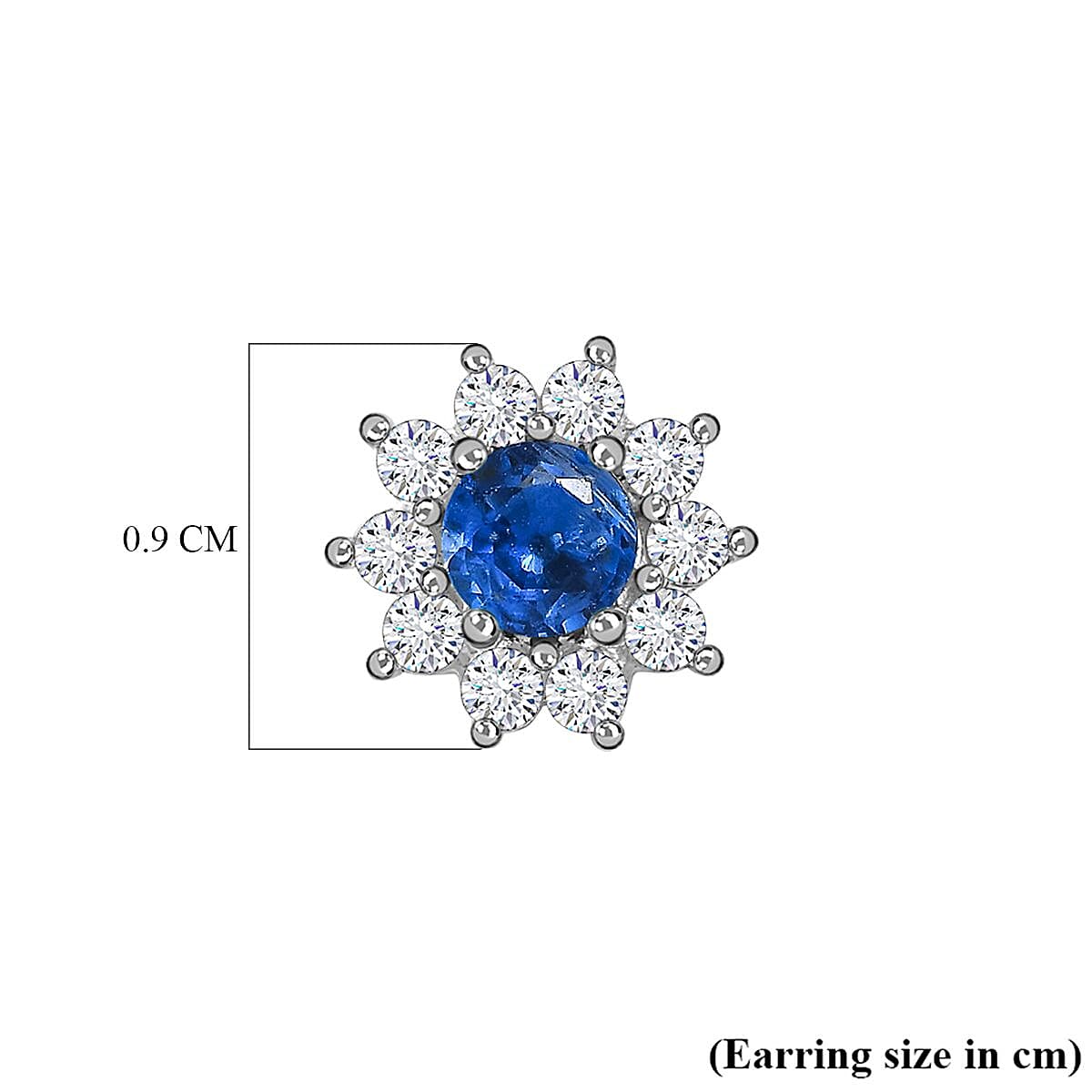 Kyanite and Natural Zircon Stud Floral Earrings in Sterling Silver 1.27 Ct.