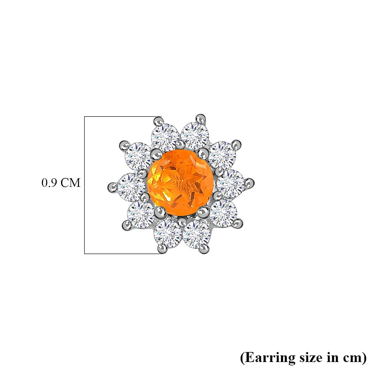 Jalisco Fire Opal and Natural Zircon Stud Floral Earrings in Sterling Silver