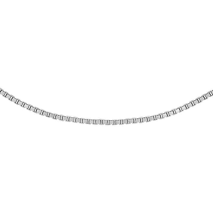ILIANA 18K White Gold 0.6mm Venetian Box Chain 18 Inch