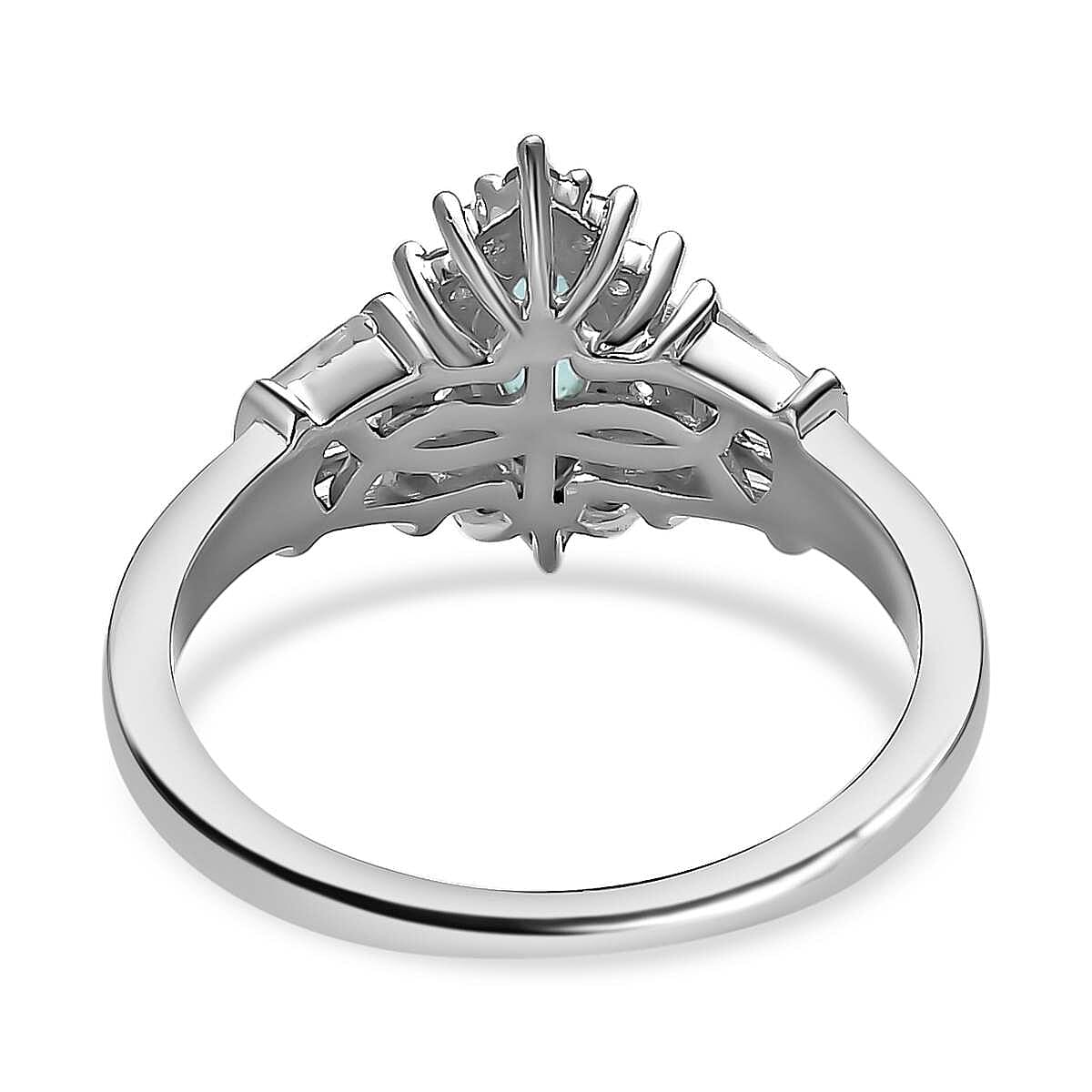 AAA Gemfields Emerald and Natural Zircon Ring in Platinum Overlay Sterling Silver 1.03 Ct