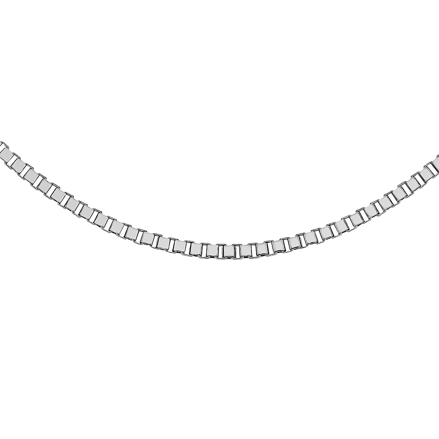 18K White Gold 8 Sided Box Chain With Lobster Clasp (Size - 16)