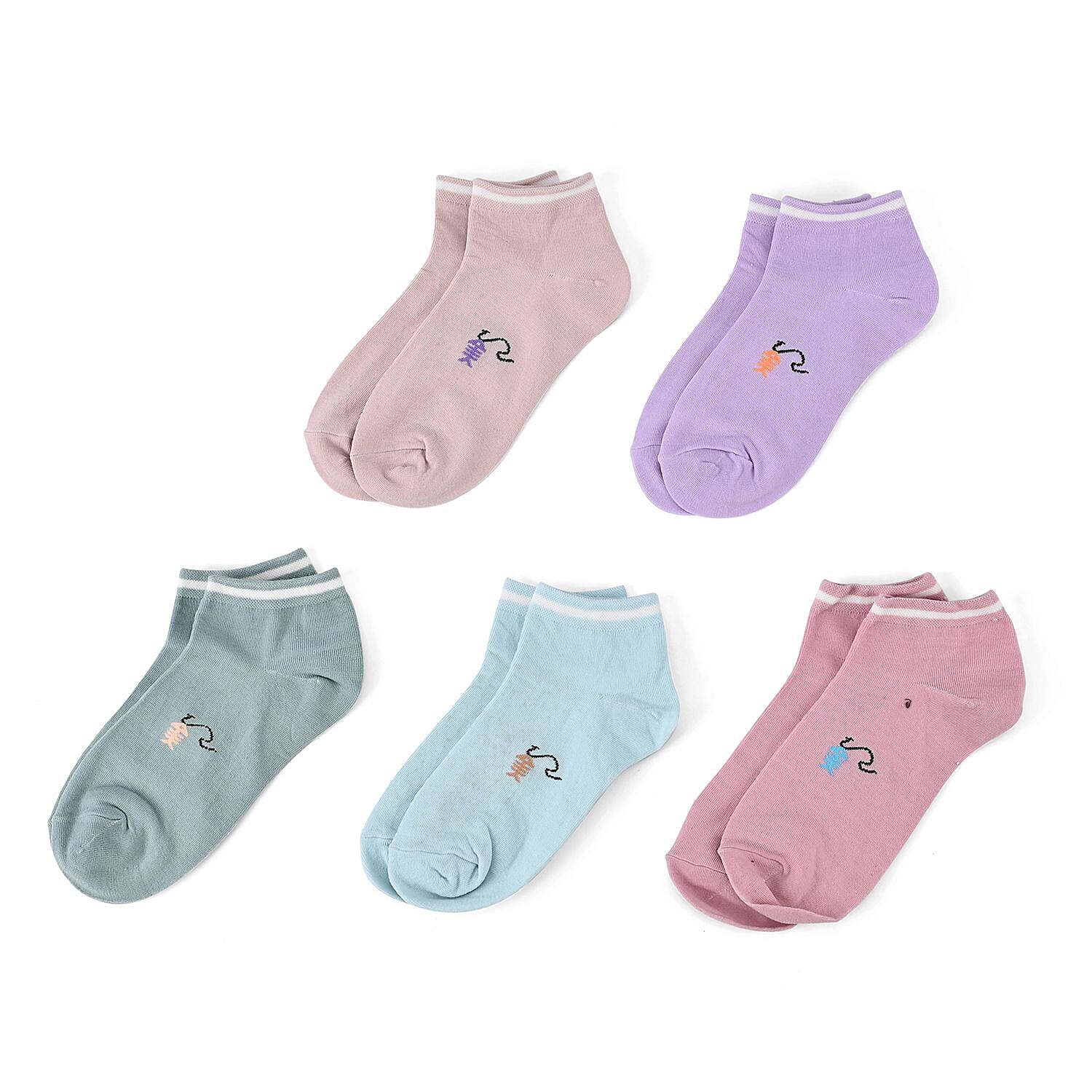 Set of 20 Pairs Socks (Incl. 5 Pairs of Flip Flop, Mesh Designed, Floral & Low-Cut Socks) - Multi