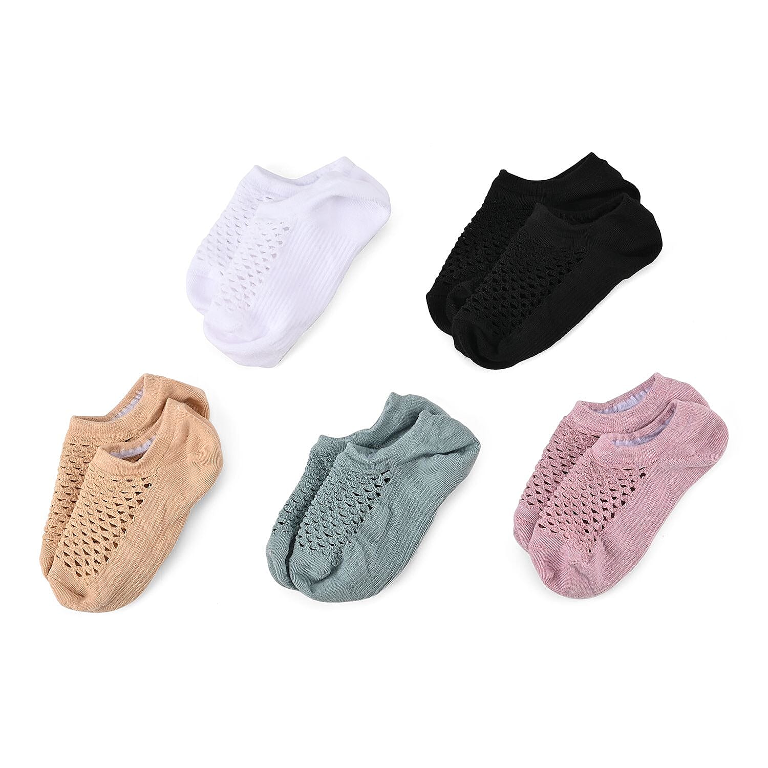 Set of 20 Pairs Socks (Incl. 5 Pairs of Flip Flop, Mesh Designed, Floral & Low-Cut Socks) - Multi