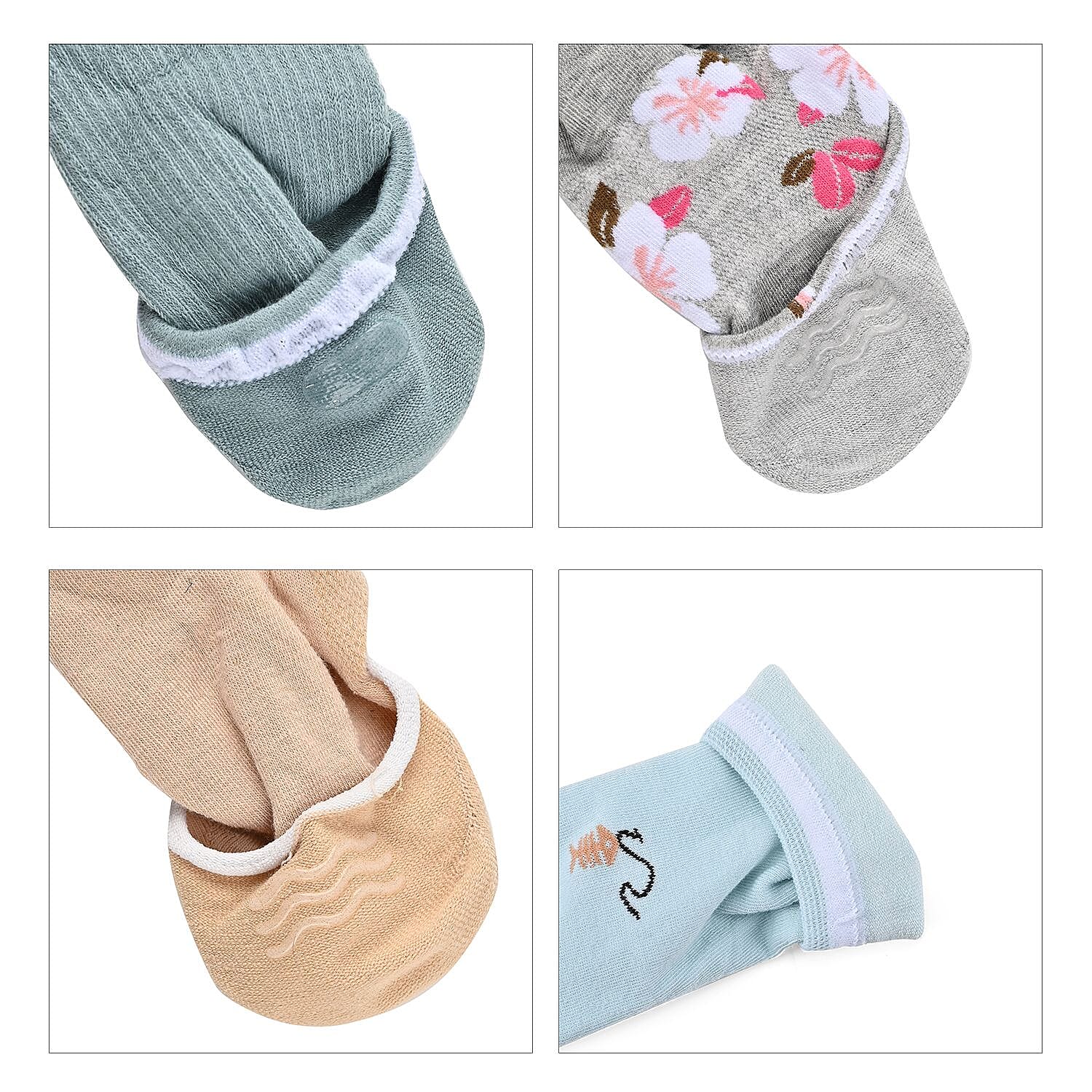 Set of 20 Pairs Socks (Incl. 5 Pairs of Flip Flop, Mesh Designed, Floral & Low-Cut Socks) - Multi