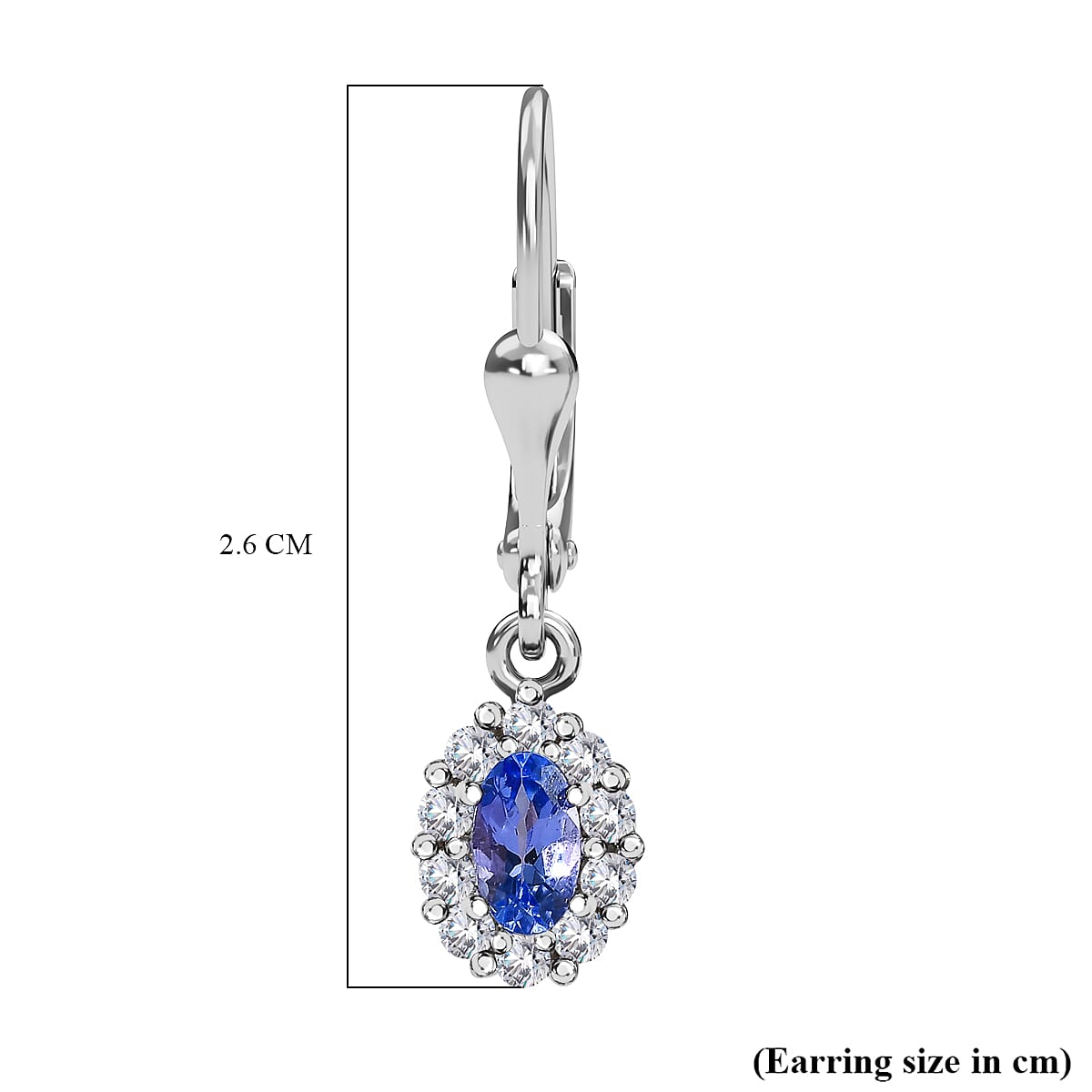 Tanzanite and Natural Zircon Drop Earrings With Lever Back in Platinum Overlay Sterling Silver 0.91 Ct.