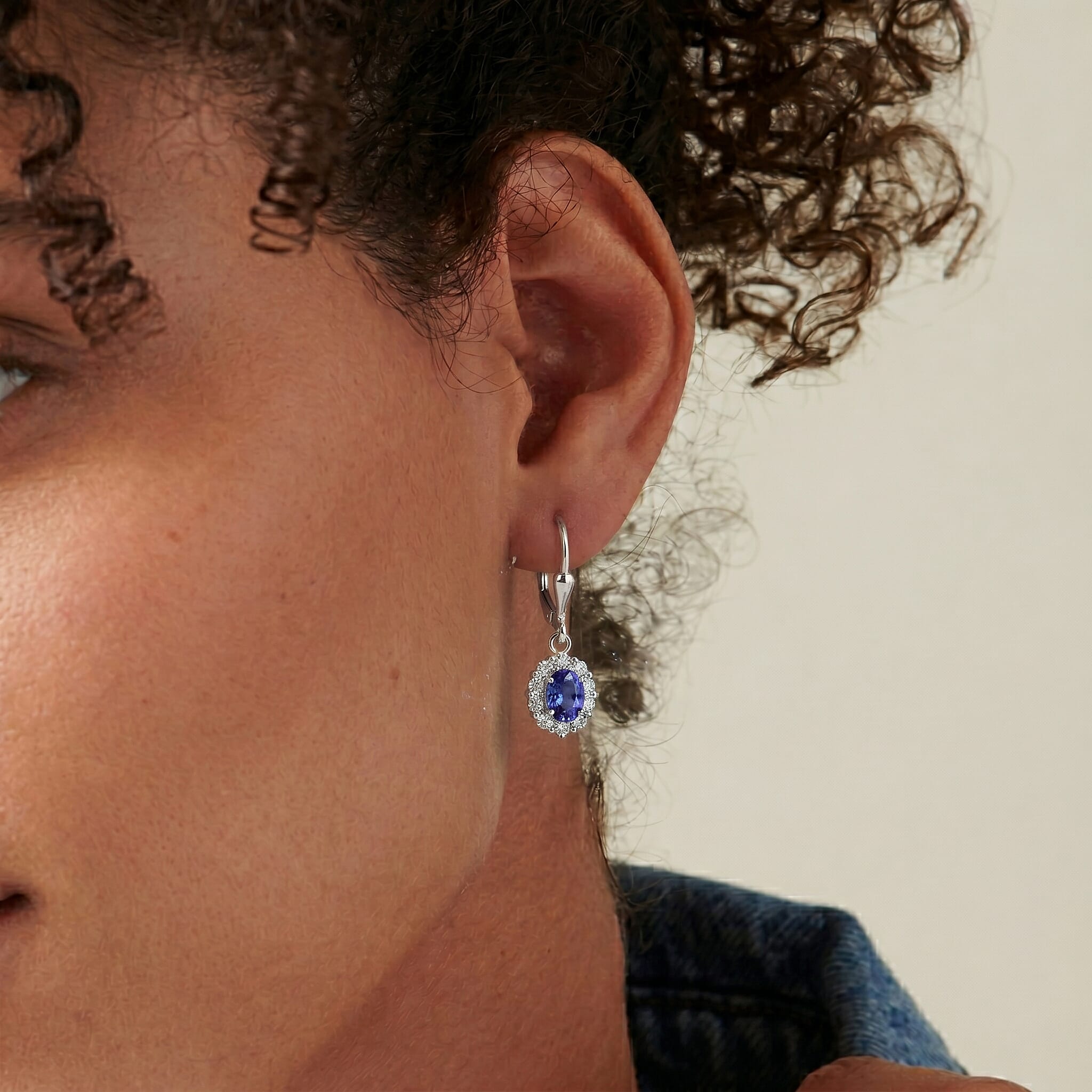 Royal Bali Collection - D'Joy AAA Tanzanite & Natural Zircon Drop Earrings With Lever Back in Platinum Overlay Sterling Silver 0.91 Ct.