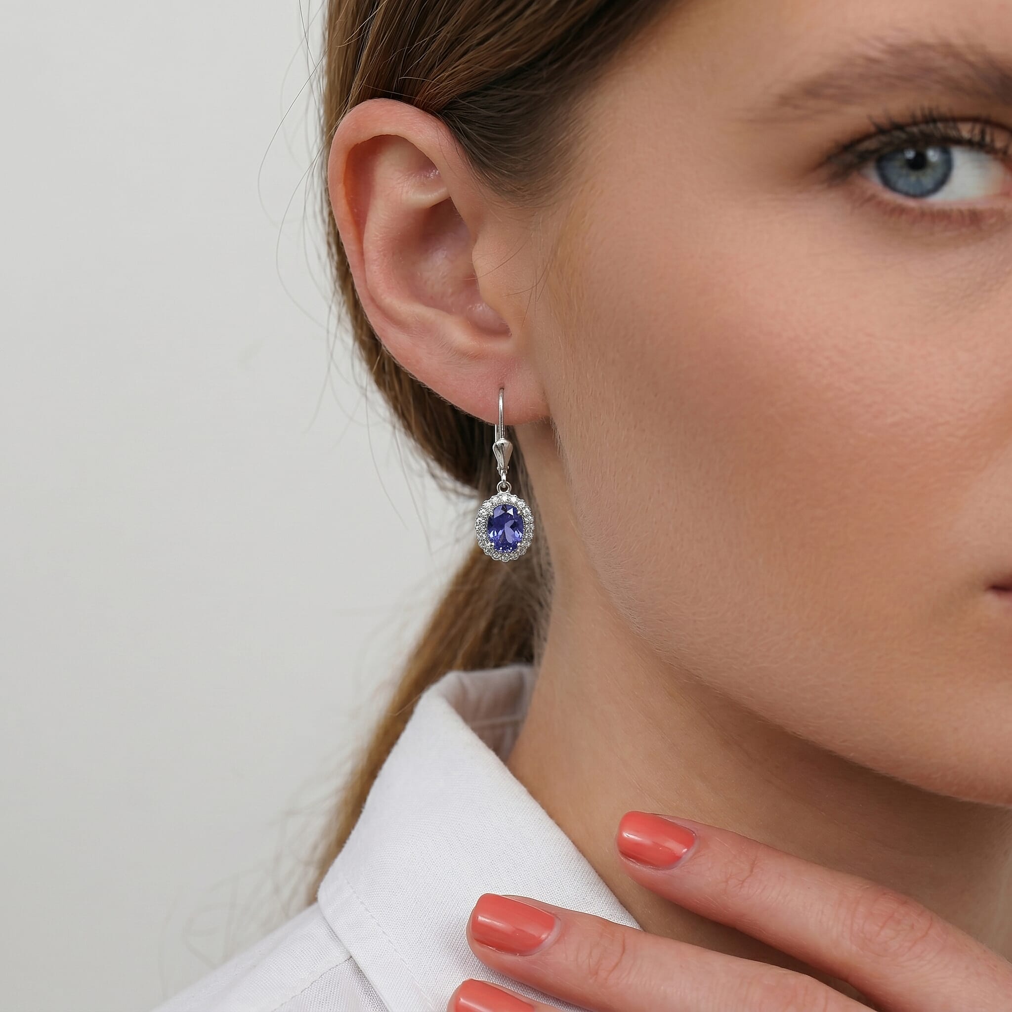 Royal Bali Collection - D'Joy AAA Tanzanite & Natural Zircon Drop Earrings With Lever Back in Platinum Overlay Sterling Silver 0.91 Ct.