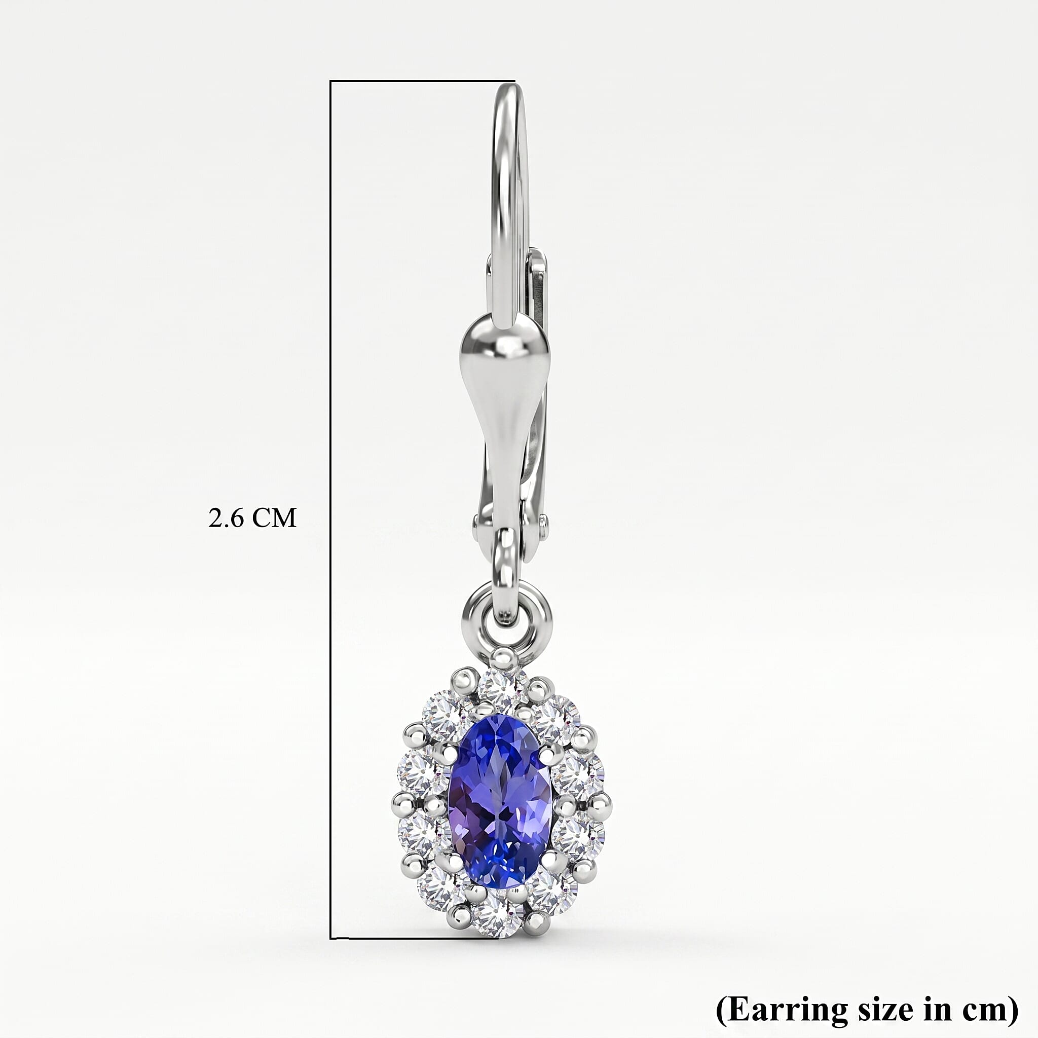 Royal Bali Collection - D'Joy AAA Tanzanite & Natural Zircon Drop Earrings With Lever Back in Platinum Overlay Sterling Silver 0.91 Ct.