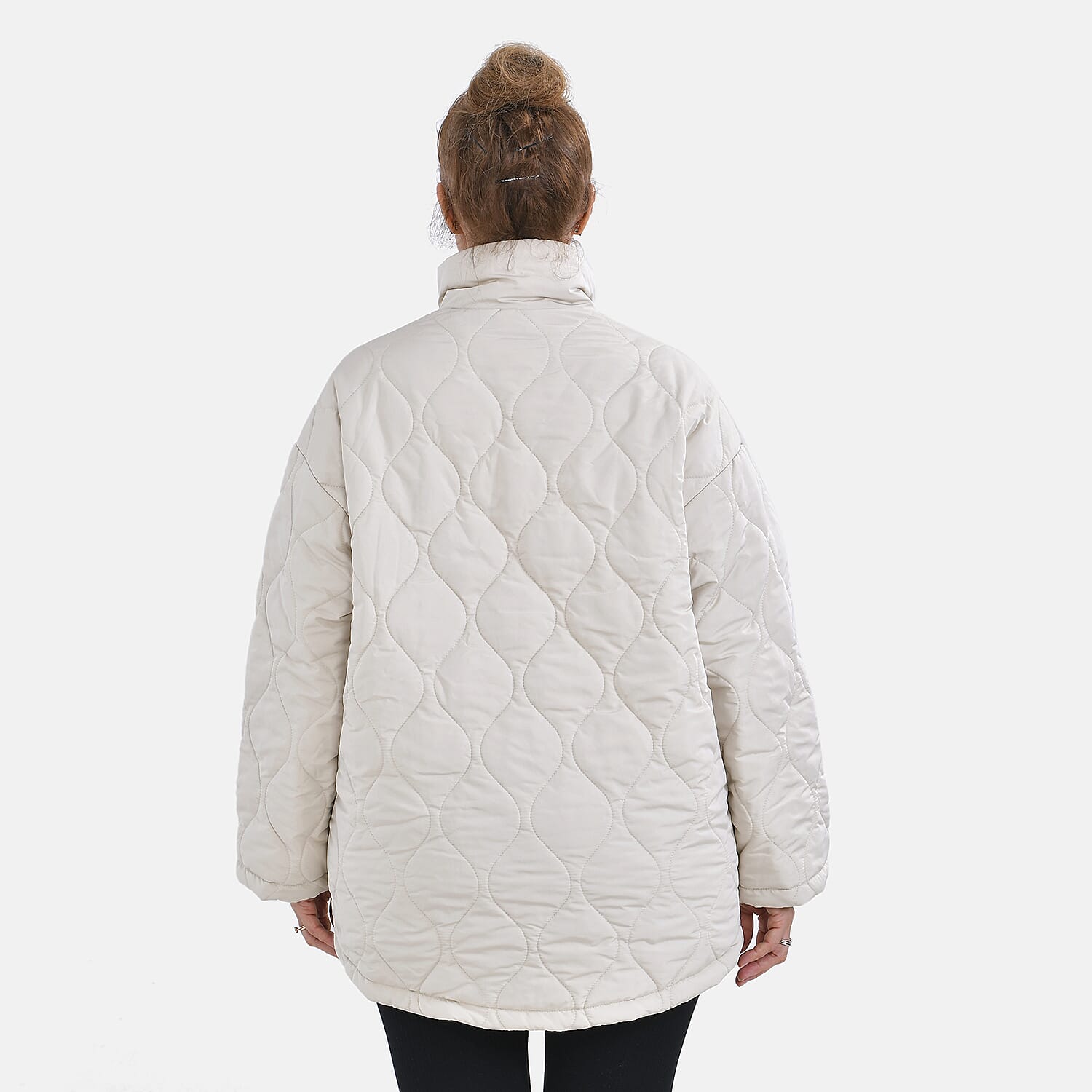 Tamsy Long Sleeve Padded Warm Coat with Two Exterior Pockets (Size M 12-14) - Navy