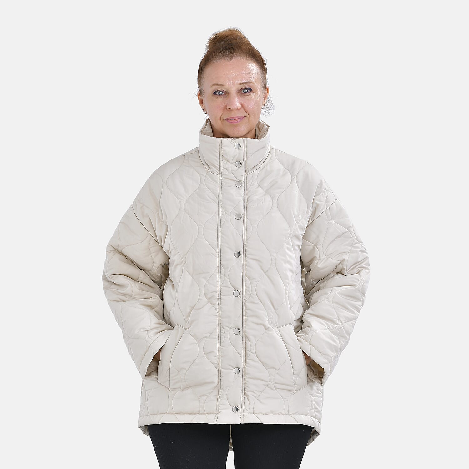 Tamsy Long Sleeve Padded Warm Coat with Two Exterior Pockets (Size M 12-14) - Navy