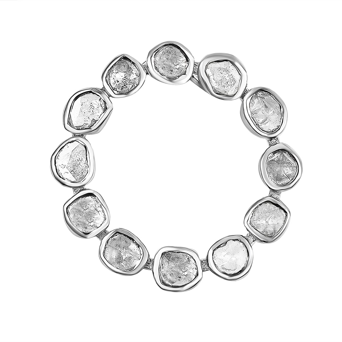 Artisan Crafted Polki Diamond 0.50 Ct. Pendant in Platinum Overlay Sterling Silver