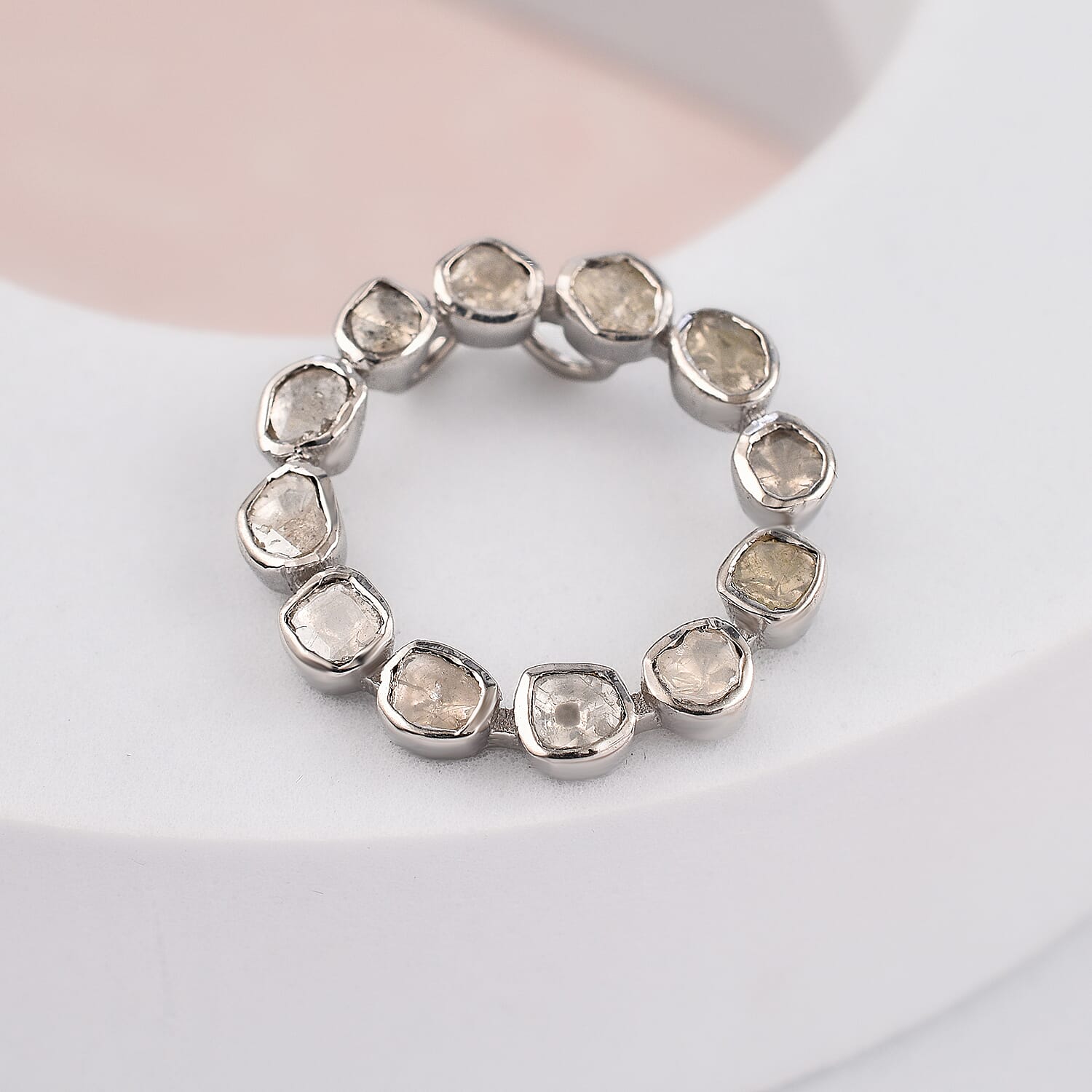 Artisan Crafted Polki Diamond 0.50 Ct. Pendant in Platinum Overlay Sterling Silver