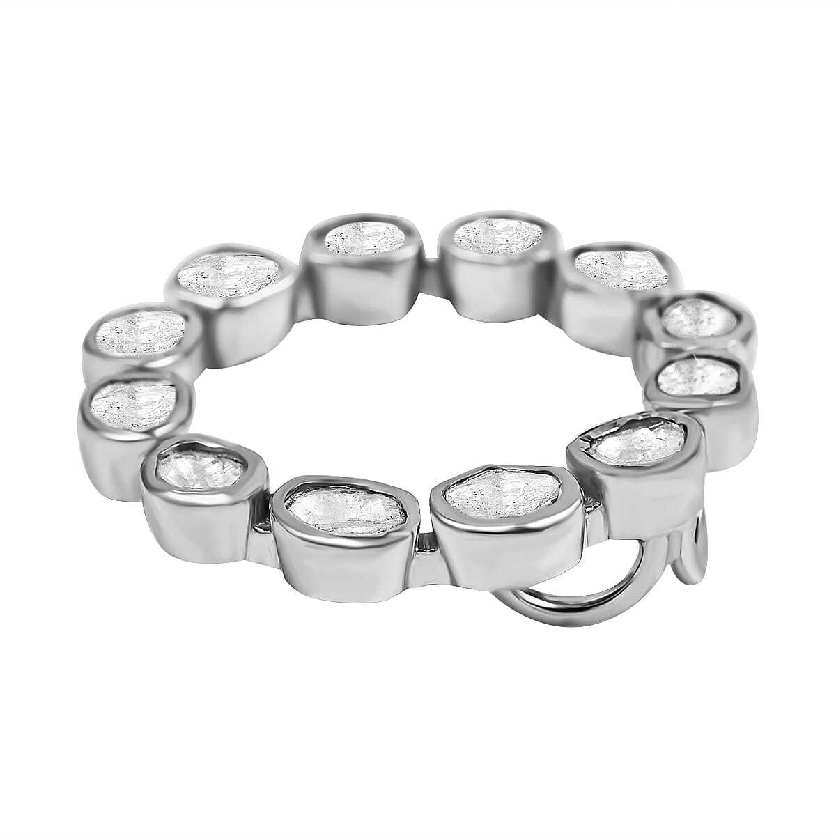 Artisan Crafted Polki Diamond 0.50 Ct. Pendant in Platinum Overlay Sterling Silver