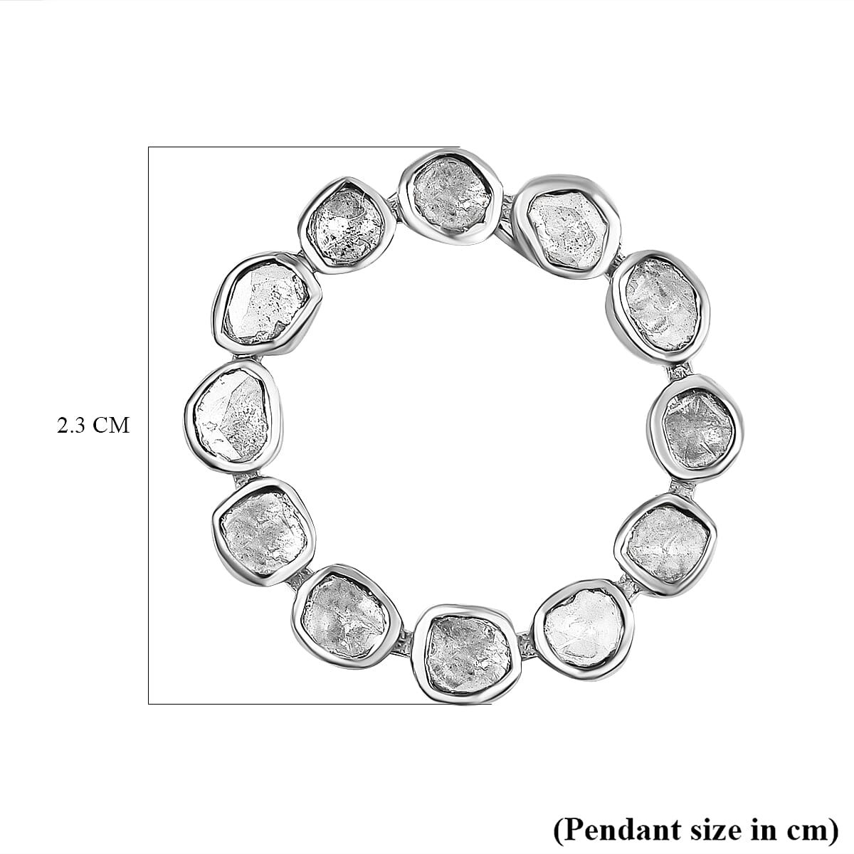 Artisan Crafted Polki Diamond 0.50 Ct. Pendant in Platinum Overlay Sterling Silver