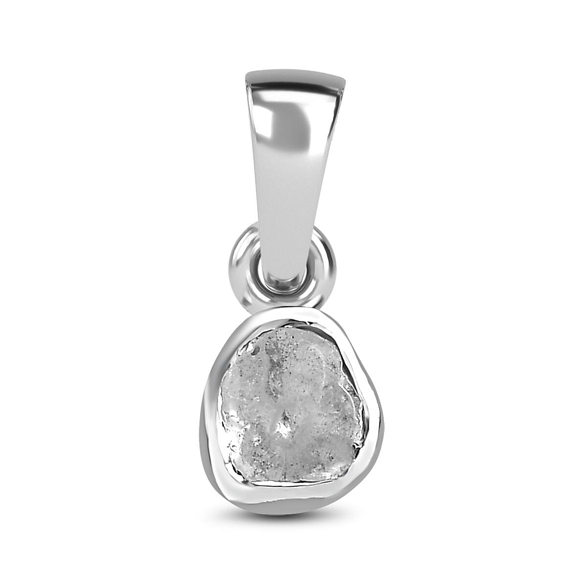 Artisan Crafted Natural Polki Diamond Pendant in Platinum Overlay Sterling Silver