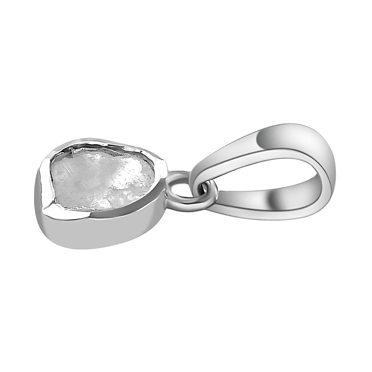 Artisan Crafted Natural Polki Diamond Pendant in Platinum Overlay Sterling Silver