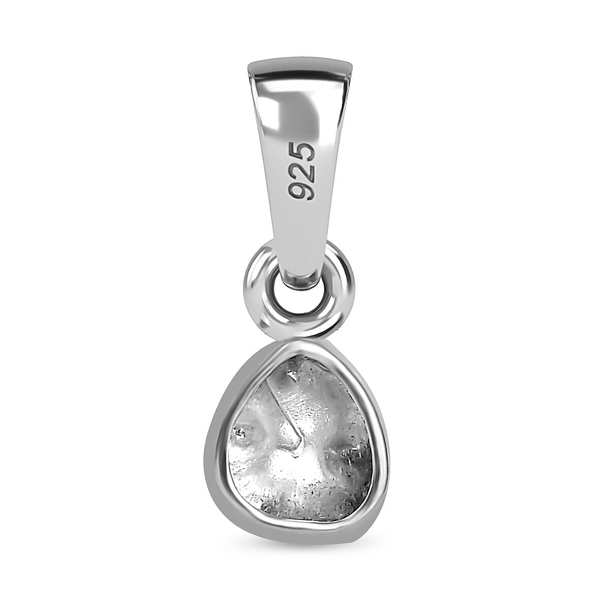 Artisan Crafted Natural Polki Diamond Pendant in Platinum Overlay Sterling Silver