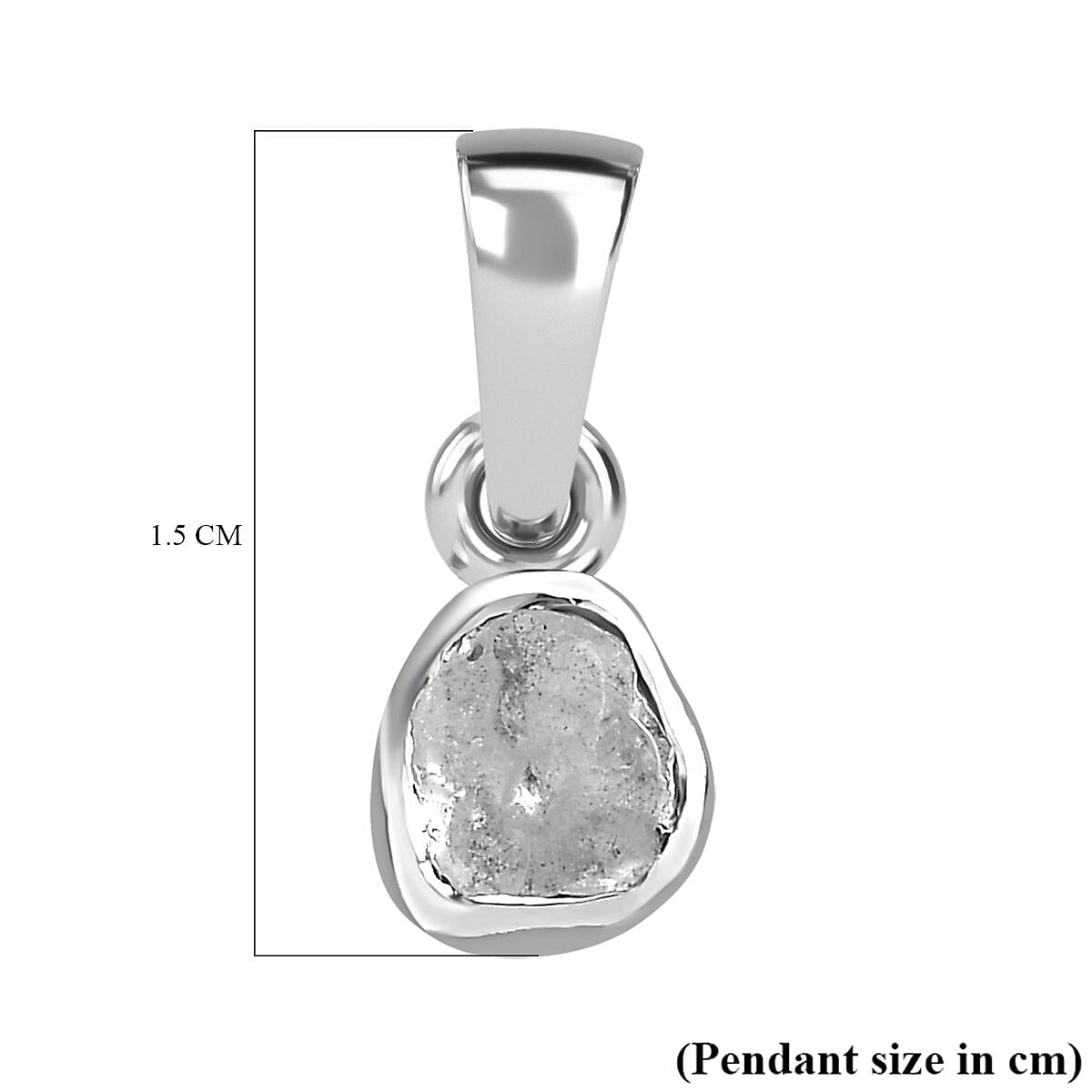Artisan Crafted Natural Polki Diamond Pendant in Platinum Overlay Sterling Silver