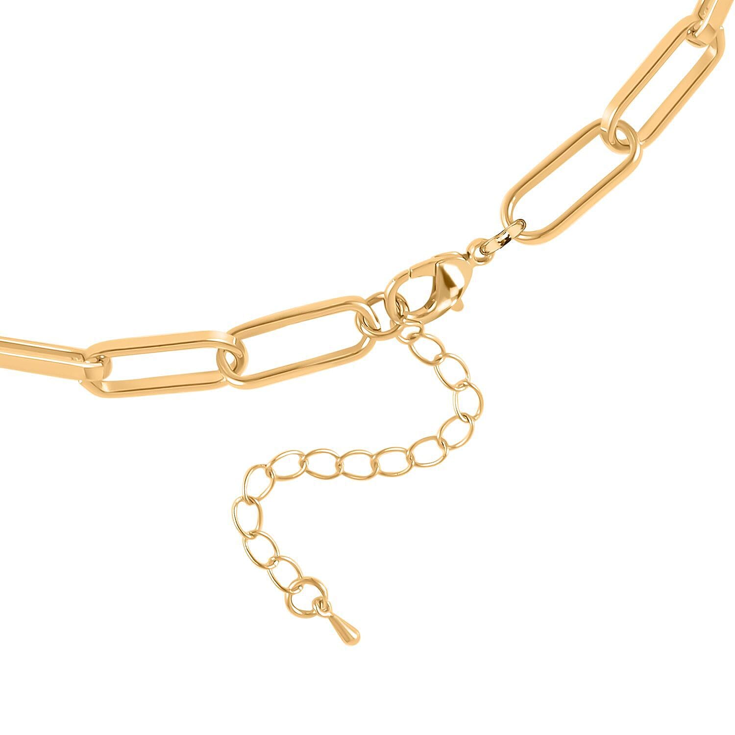 White Austrian Crystal Teddy Necklace (Size-20-2 Inch) in Gold Tone