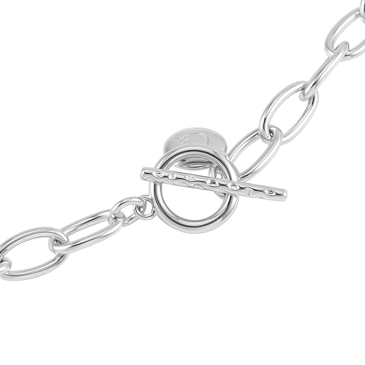 RACHEL GALLEY Love Lattice Collection - Rhodium Overlay Sterling Silver Heart Necklace (Size 18), Silver Wt. 25 Gms
