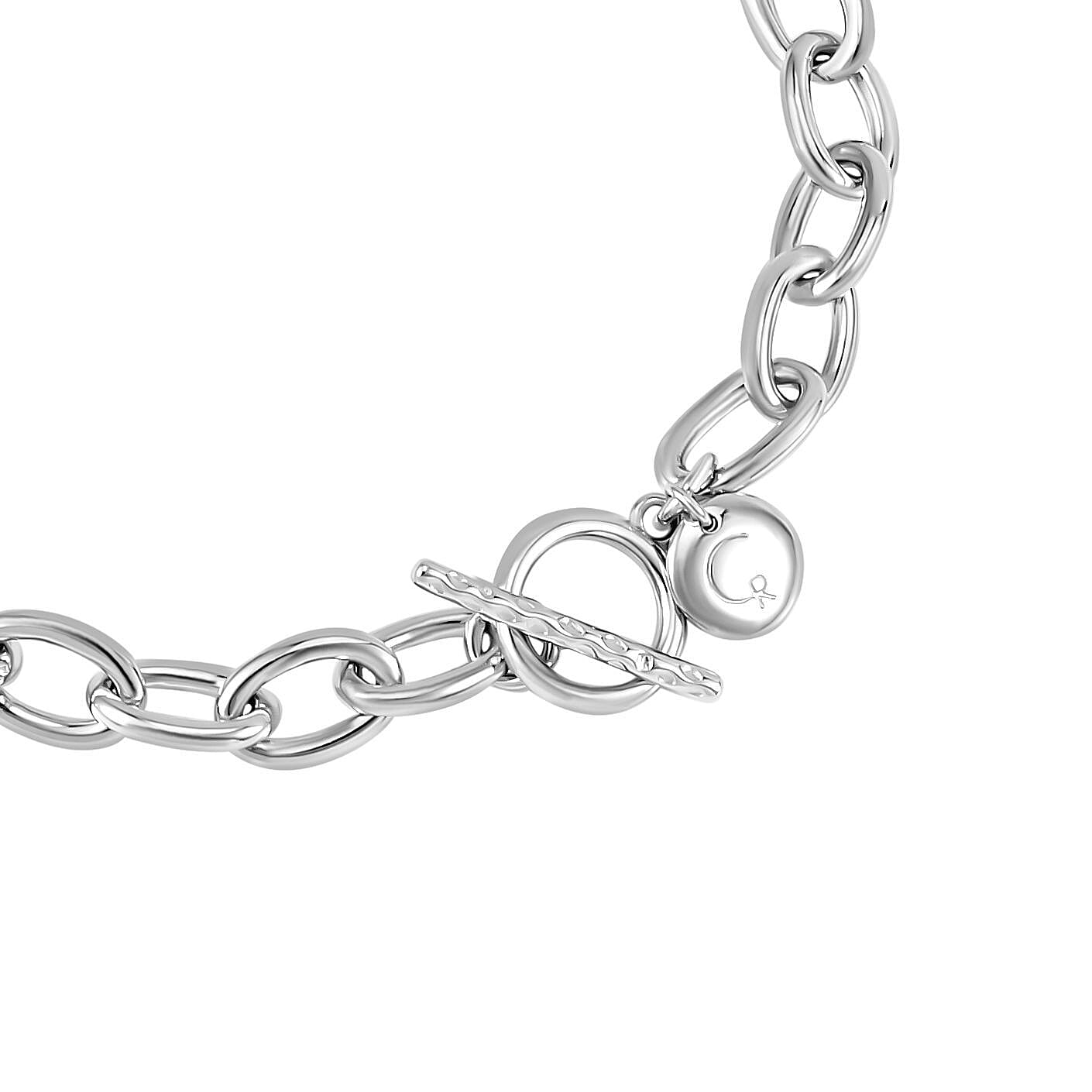 RACHEL GALLEY Love Lattice Collection - Rhodium Overlay Sterling Silver Heart Bracelet (Size - 7.5), Silver Wt. 15 Gms