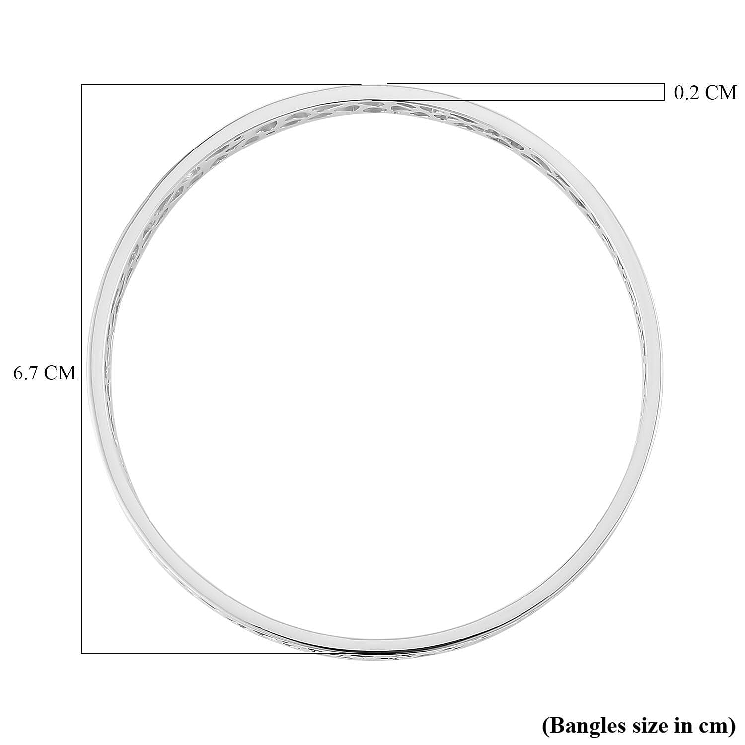 RACHEL GALLEY Love Lattice Collection - Rhodium Overlay Sterling Silver Bangle (Size 7.5)