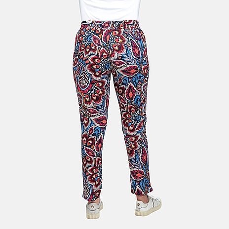 Printed Tapered Leg Trouser with Pockets (Size XL,20 to 22) - Navy