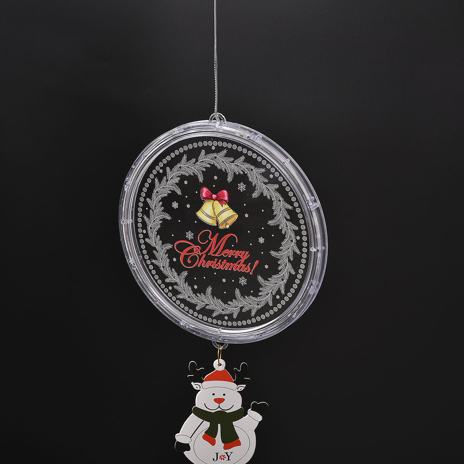 Chrismas Disk Hanging Light with Music & Snowman Pendant (3x1.5V 3AA  Alkaline Battery, Not Incl.)