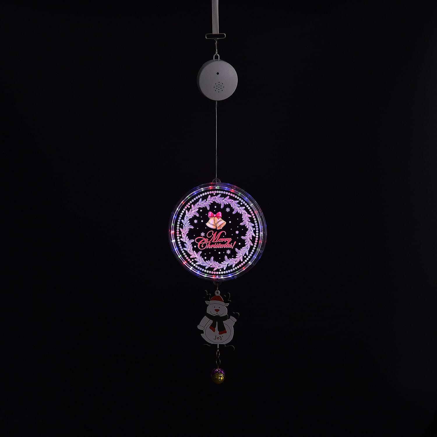 Chrismas Disk Hanging Light with Music & Snowman Pendant (3x1.5V 3AA  Alkaline Battery, Not Incl.)
