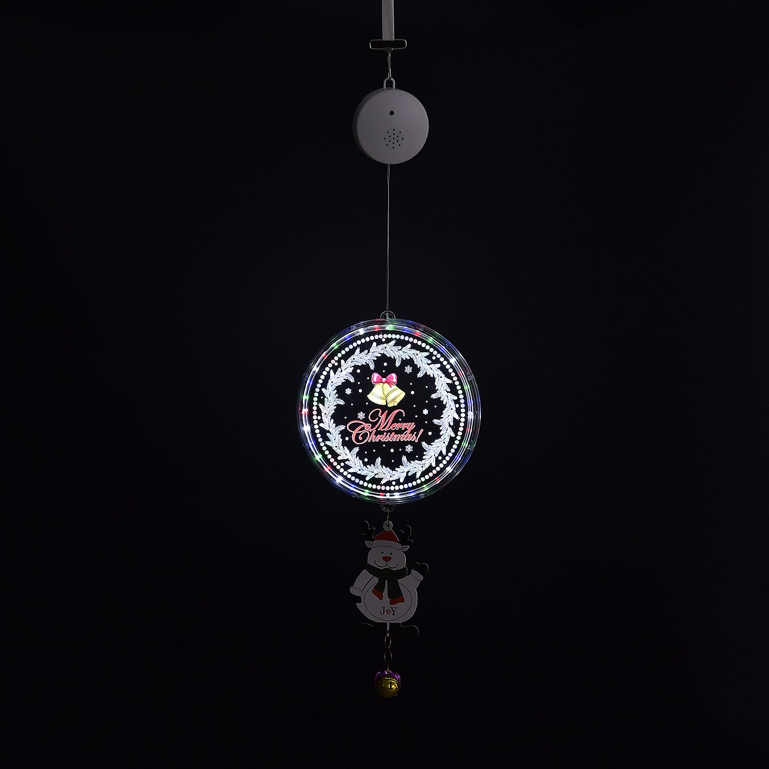 Chrismas Disk Hanging Light with Music & Snowman Pendant (3x1.5V 3AA  Alkaline Battery, Not Incl.)