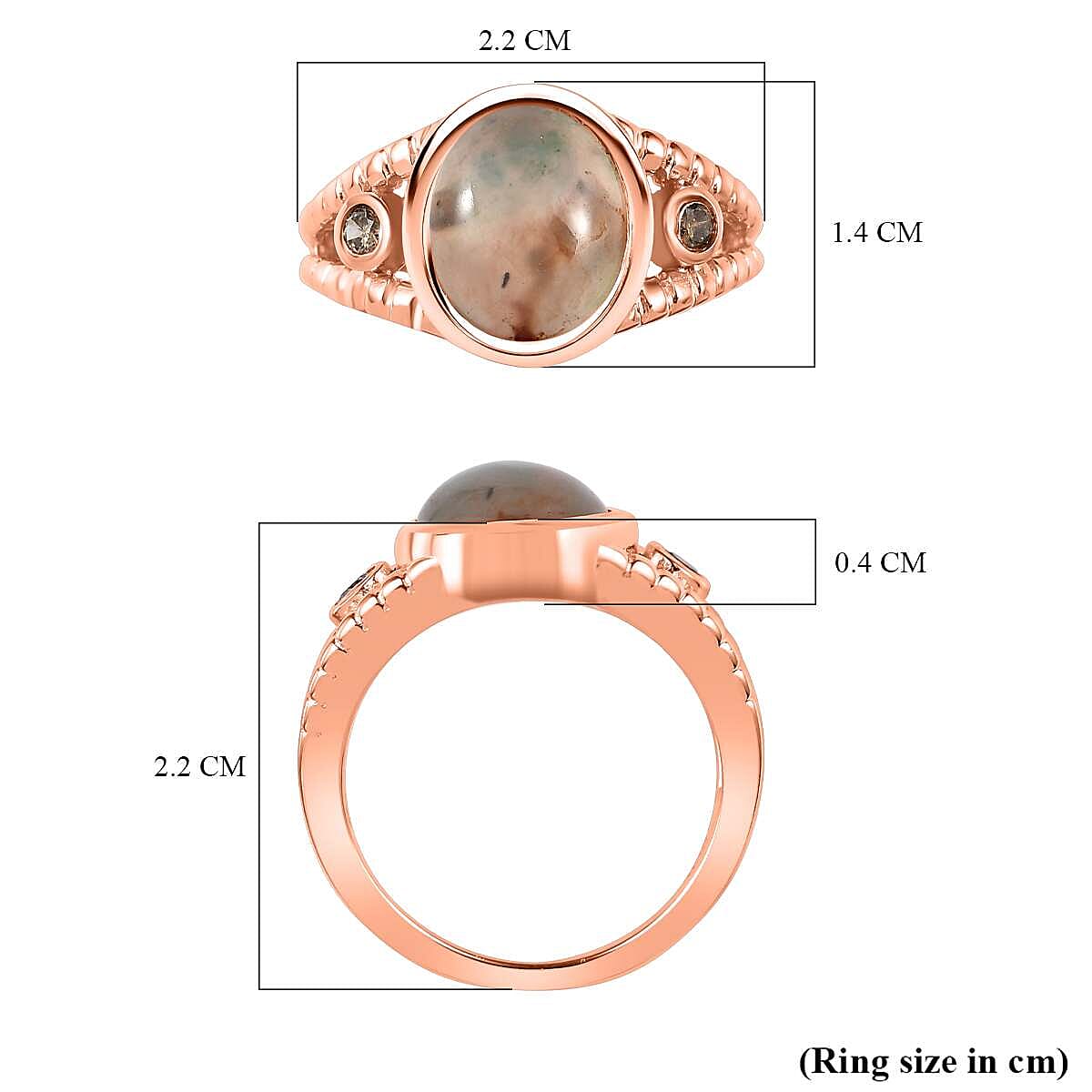 Zimbaprase and Champagne Diamond Ring in 18K Vermeil Rose Gold Plated Sterling Silver 3.95 Ct Zimbaprase and Champagne Diamond Ring in 18K Vermeil Rose Gold Plated Sterling Silver 3.95 Ct