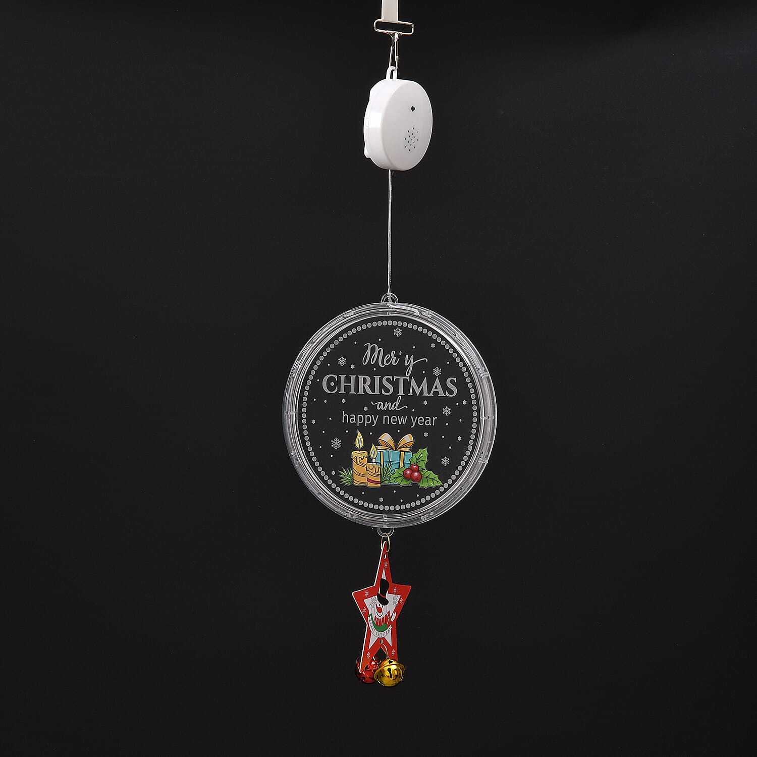 Chrismas Disk Hanging Light with Music - Star Pendant (3x1.5V 3AA  Alkaline Battery, Not Incl.)