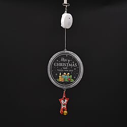 Chrismas Disk Hanging Light with Music - Santa Pendant (3x1.5V 3AA  Alkaline Battery, Not Incl.)