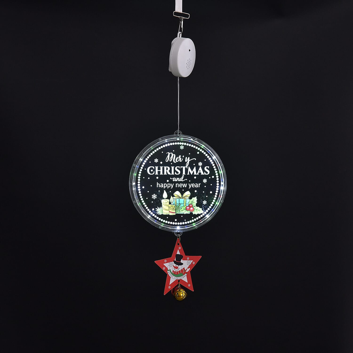 Chrismas Disk Hanging Light with Music - Star Pendant (3x1.5V 3AA  Alkaline Battery, Not Incl.)