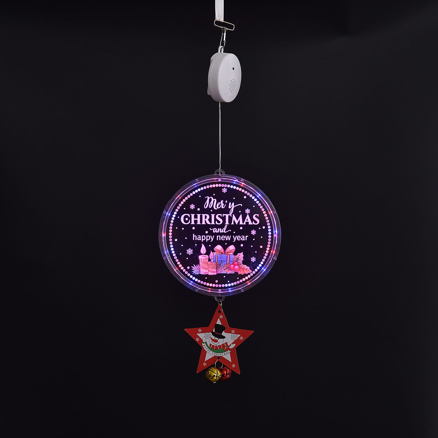 Chrismas Disk Hanging Light with Music - Star Pendant (3x1.5V 3AA  Alkaline Battery, Not Incl.)
