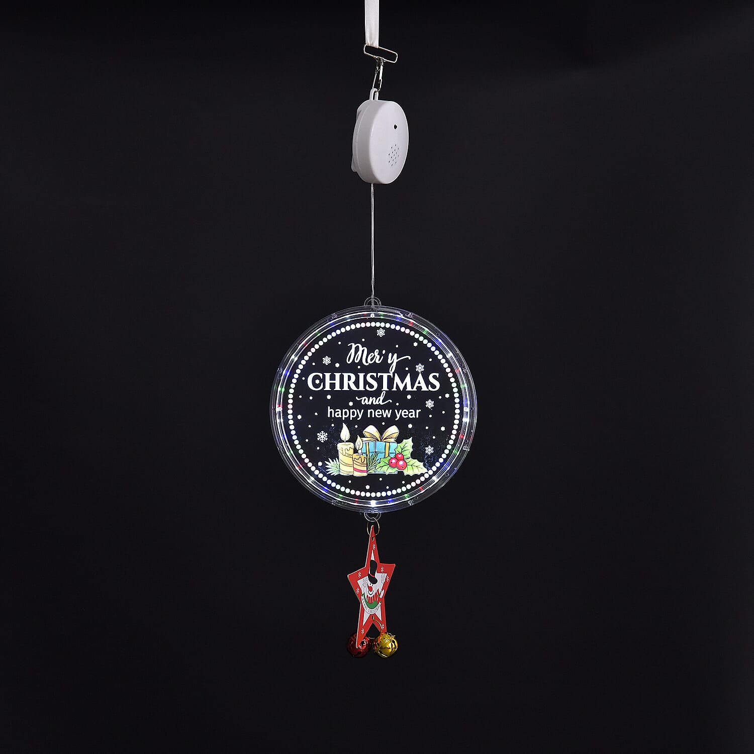 Chrismas Disk Hanging Light with Music - Star Pendant (3x1.5V 3AA  Alkaline Battery, Not Incl.)