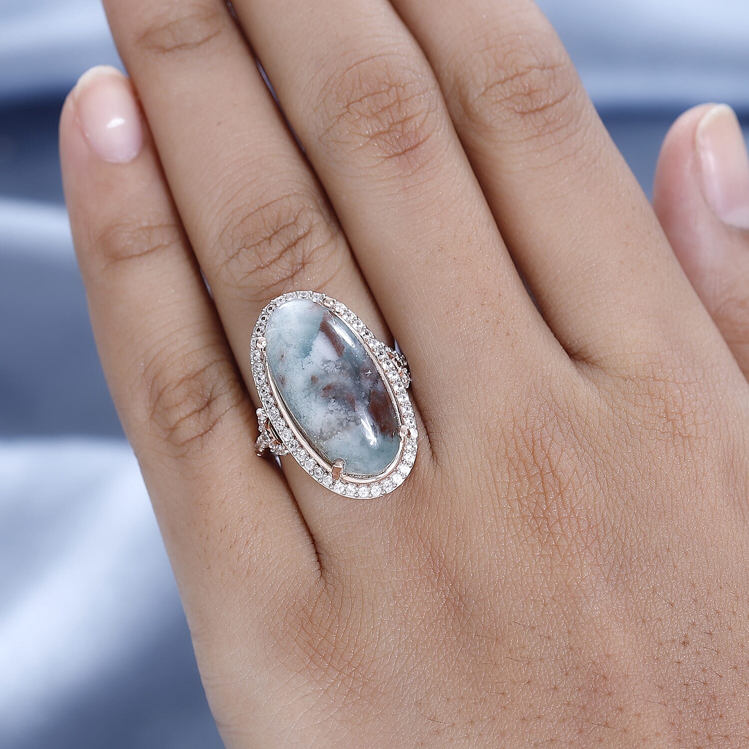 Zimbaprase and Natural Zircon Ring in Rose Gold Vermeil Plated Sterling Silver 13.17 Ct