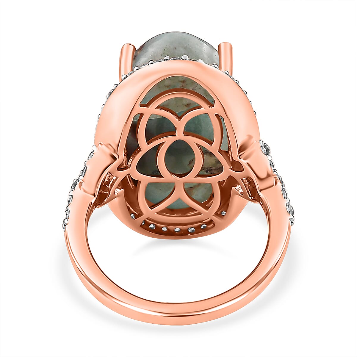 Zimbaprase and Natural Zircon Ring in Rose Gold Vermeil Plated Sterling Silver 13.17 Ct