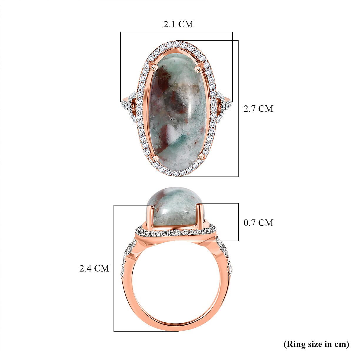 Zimbaprase and Natural Zircon Ring in Rose Gold Vermeil Plated Sterling Silver 13.17 Ct